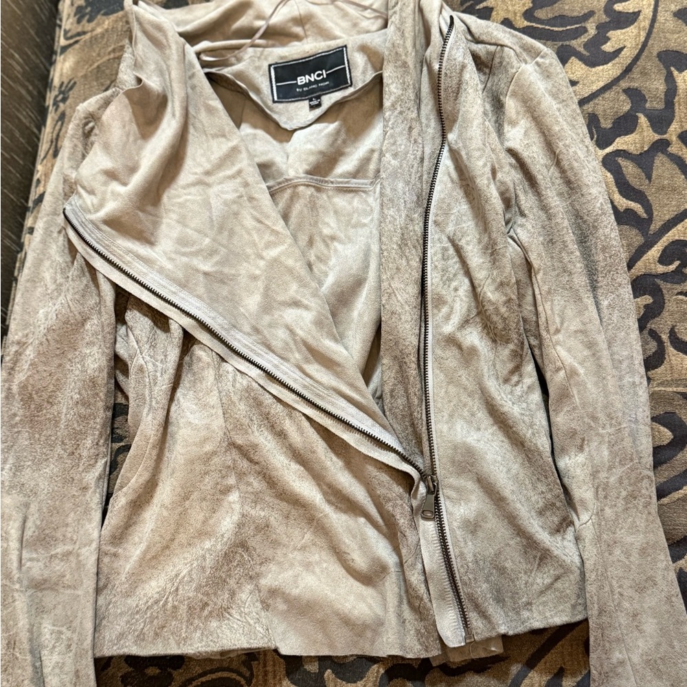Blanc Noir Beige Leather Jacket